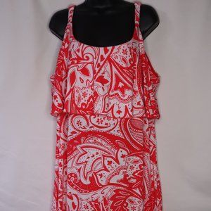 Coral & White Long Dress